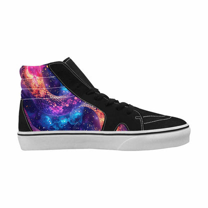 WOMEN'S Galaxy Snake Print High Top Canvas Wallpaper Art Shoes