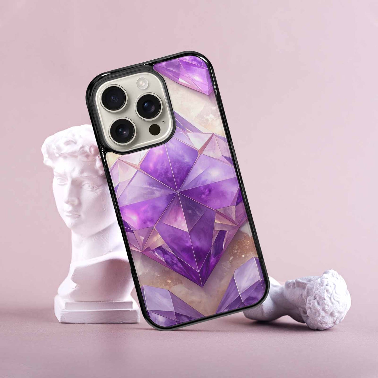 iPhone 16 Pro Case — Amethyst Crystal Art Pattern, Custom Made Phone Cover