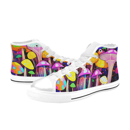 MEN'S Magic Mushrooms Art 5 High Top Canvas Y2K Custom Shoes