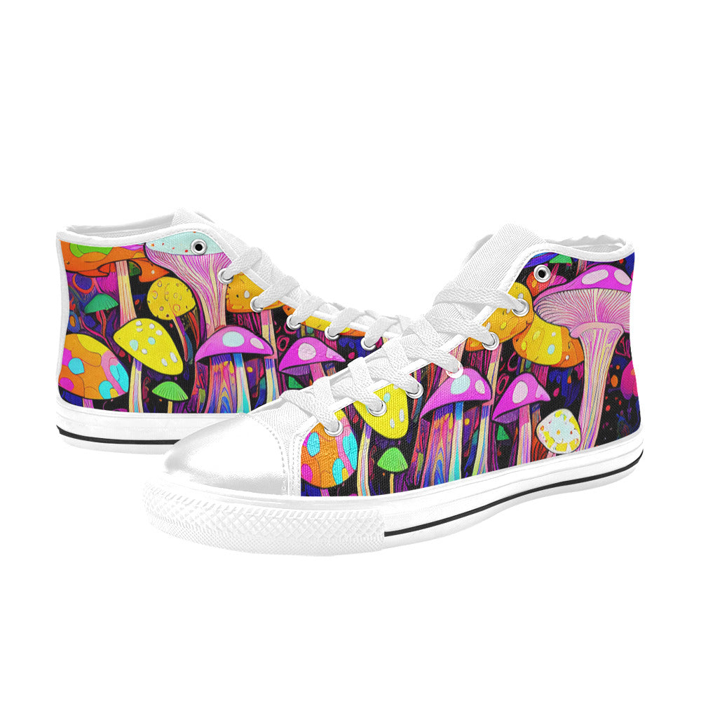 MEN'S Magic Mushrooms Art 4 High Top Canvas Dreamcore Sneakers
