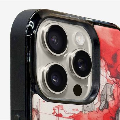 iPhone 16 Pro Case — Liminal Space Fragment Black Red Ink, Custom Print Case Cover