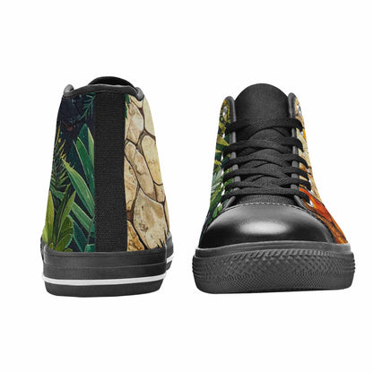 WOMEN'S Dinosaur Silhouette High Top Canvas Neon Fantasy Sneakers