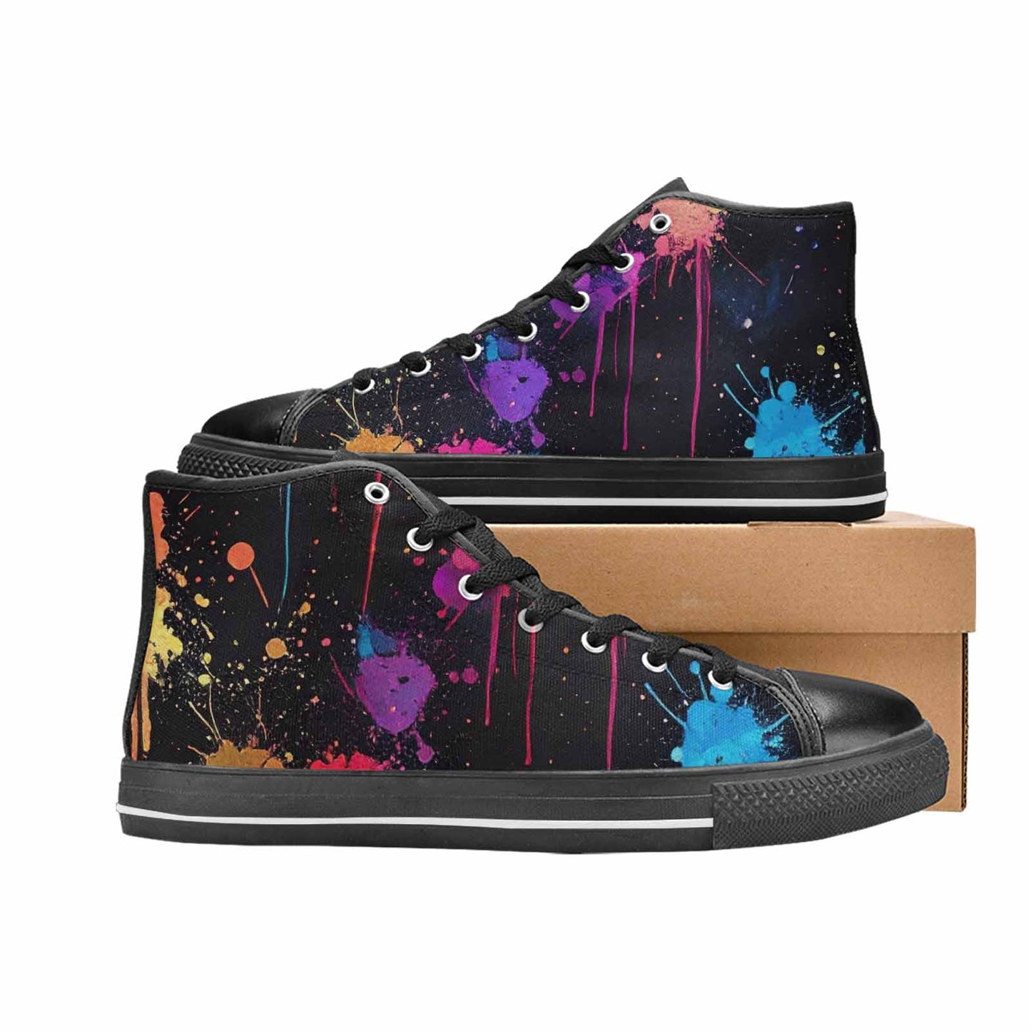 MEN'S Paint Splatter High Top Canvas Vivid Shoes