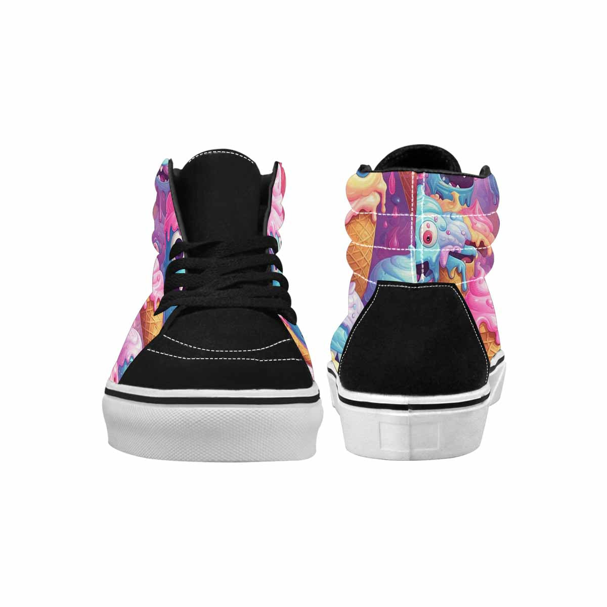 MEN'S Melting Icecream Cone Monster High Top Canvas Surreal Custom Sneakers