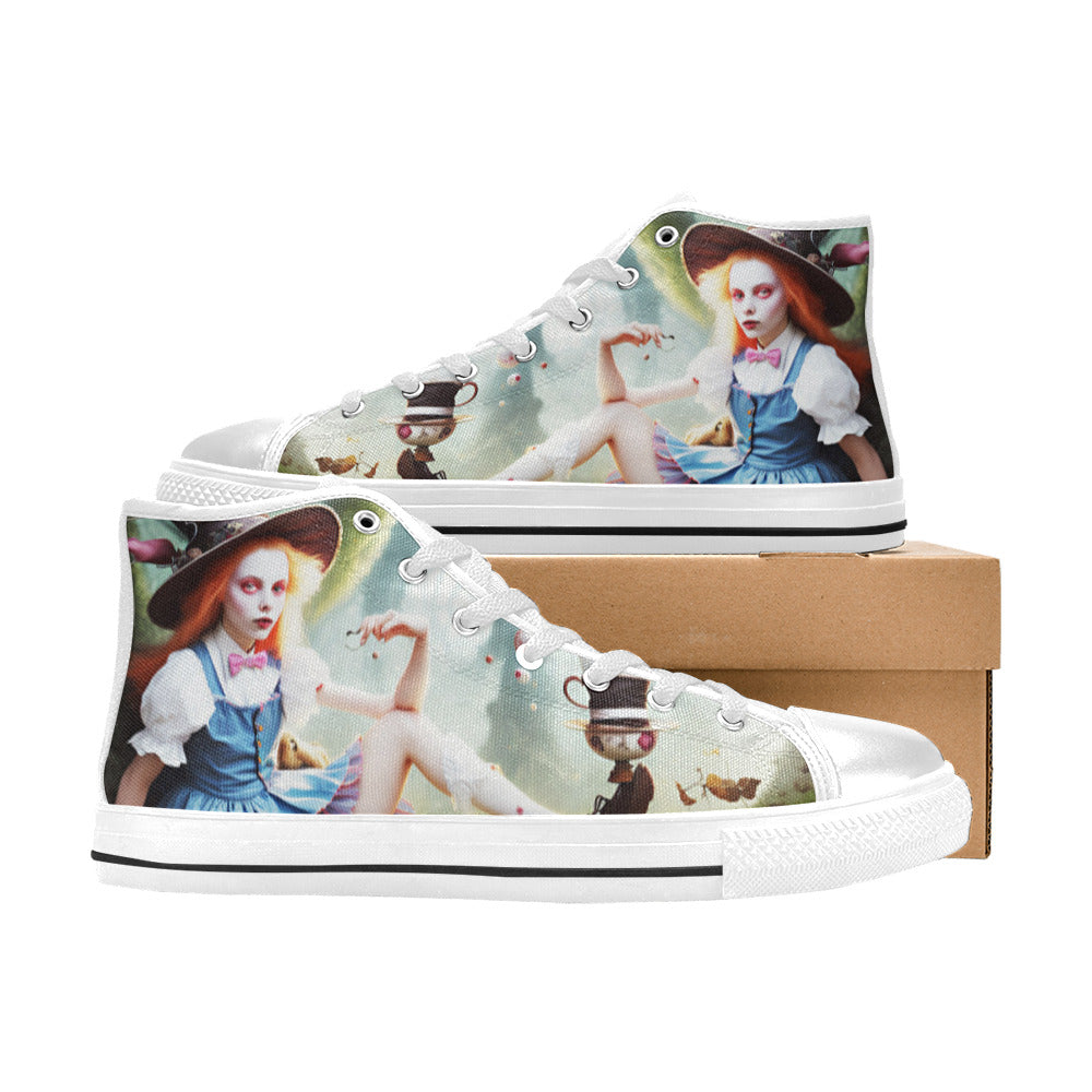 WOMEN'S Acid Creepy Wonderland Psychedelic High Top Canvas Grunge Shoes