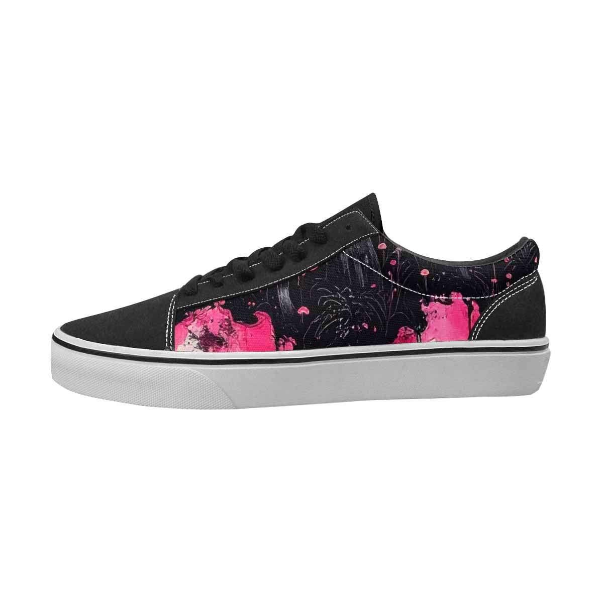MEN'S Mushrooms Black & Pink Ink Canvas Unique Print Dreamcore Customized Sneakers