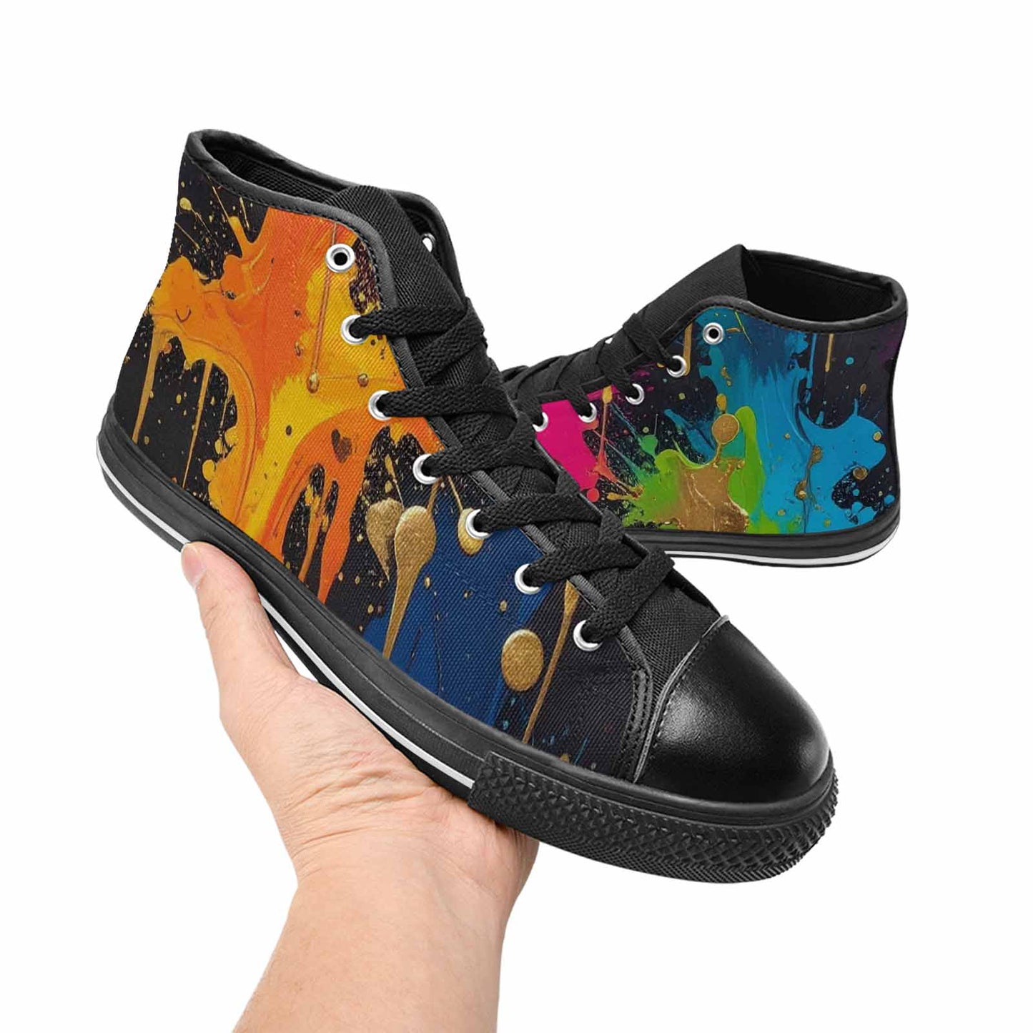 MEN'S Paint Splatter High Top Canvas Cottagecore Sneakers