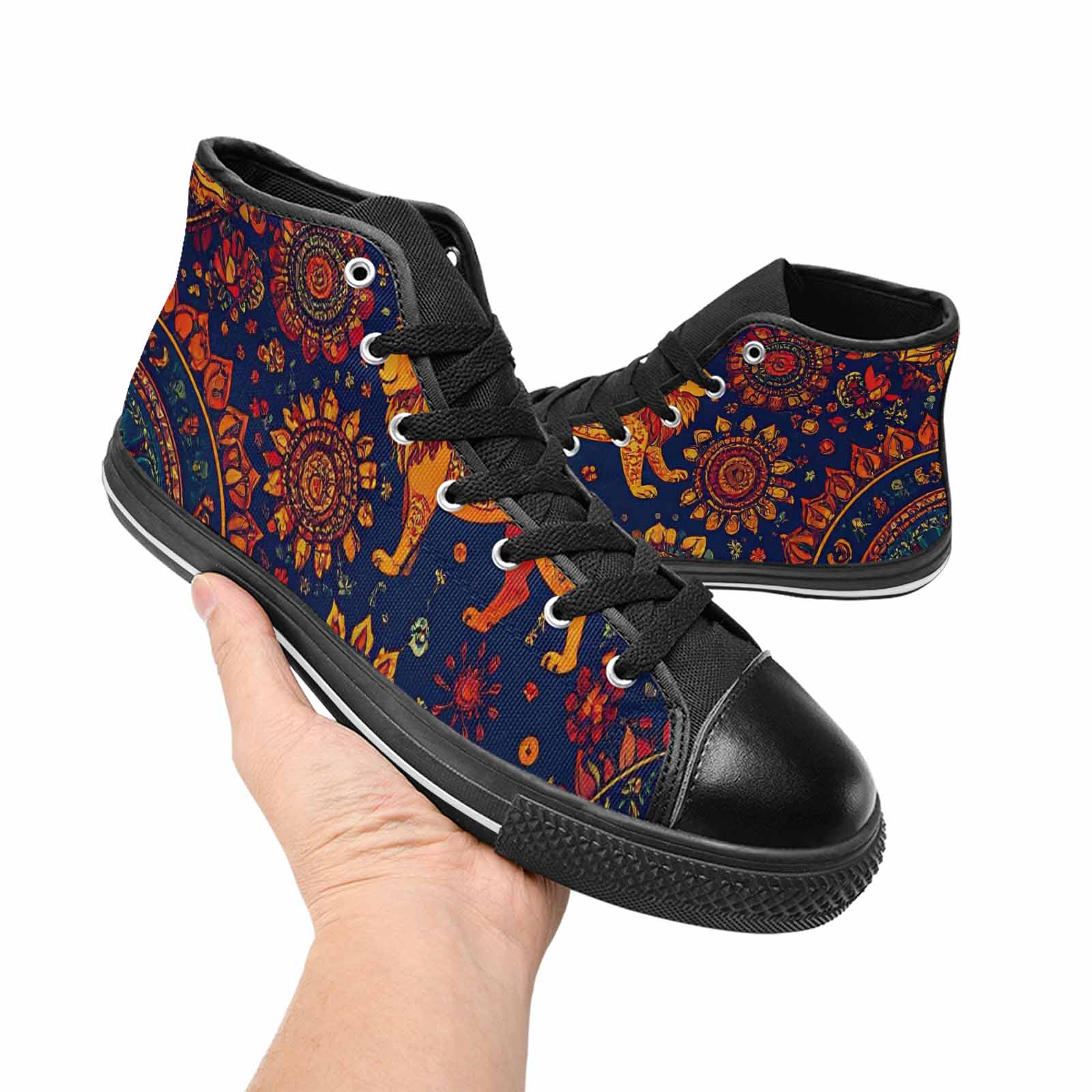 MEN'S Mandala Lions High Top Canvas Vivid Custom Shoes