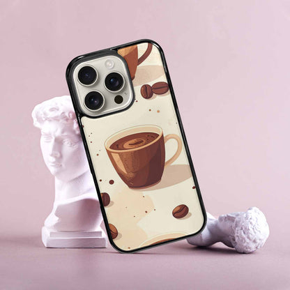 iPhone 16 Pro Case — Coffee Cup And Bean Pattern Seamless, Personalized Phone Case