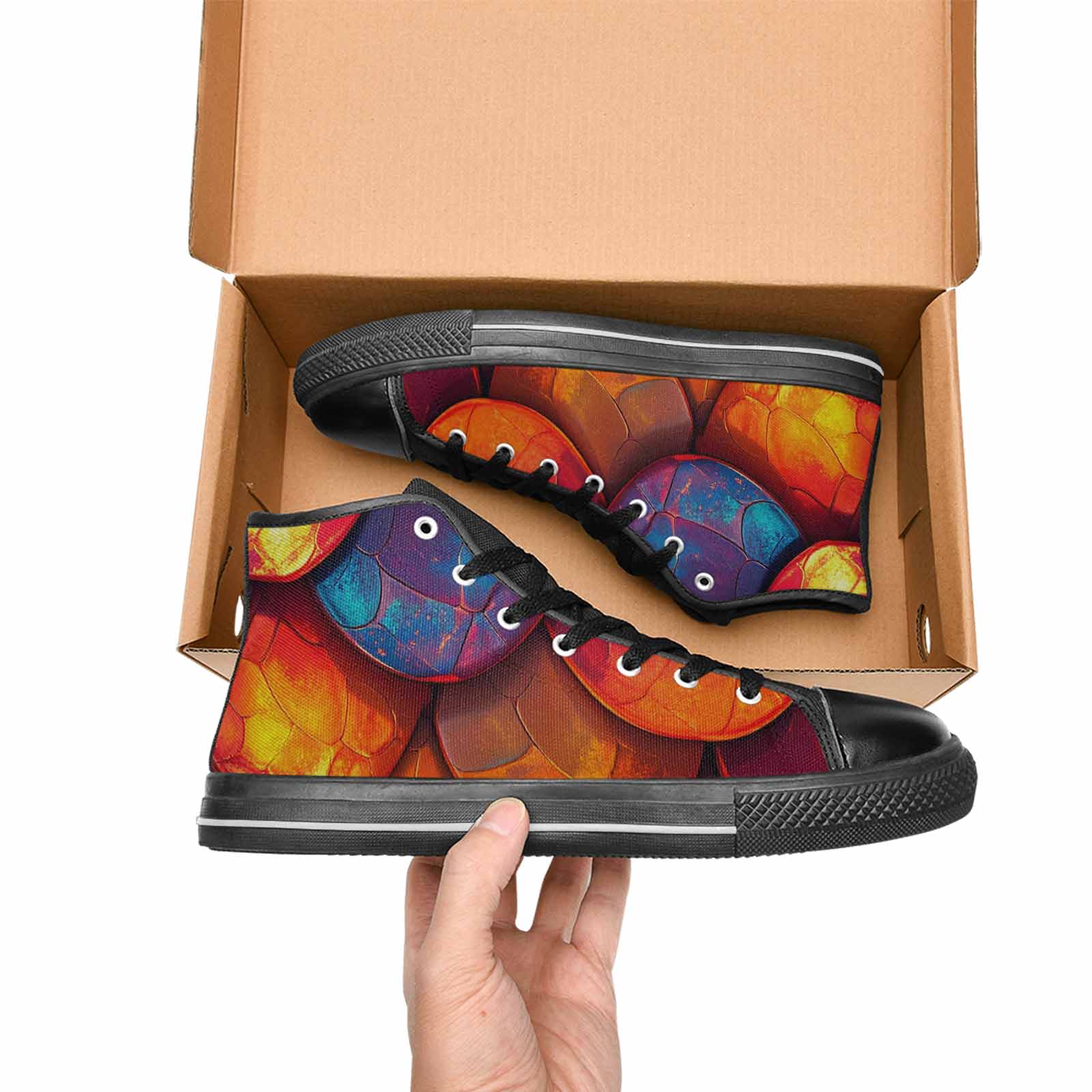 MEN'S Dark Snake Print High Top Canvas Y2K Custom Sneakers