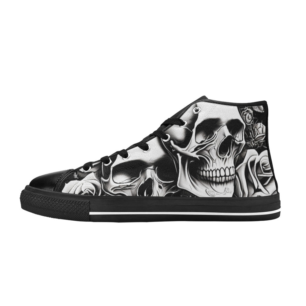 MEN'S Cartoon Style Skulls Roses High Top Canvas Dark Academia Custom Sneakers