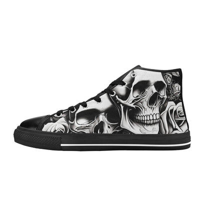 MEN'S Cartoon Style Skulls Roses High Top Canvas Dark Academia Custom Sneakers