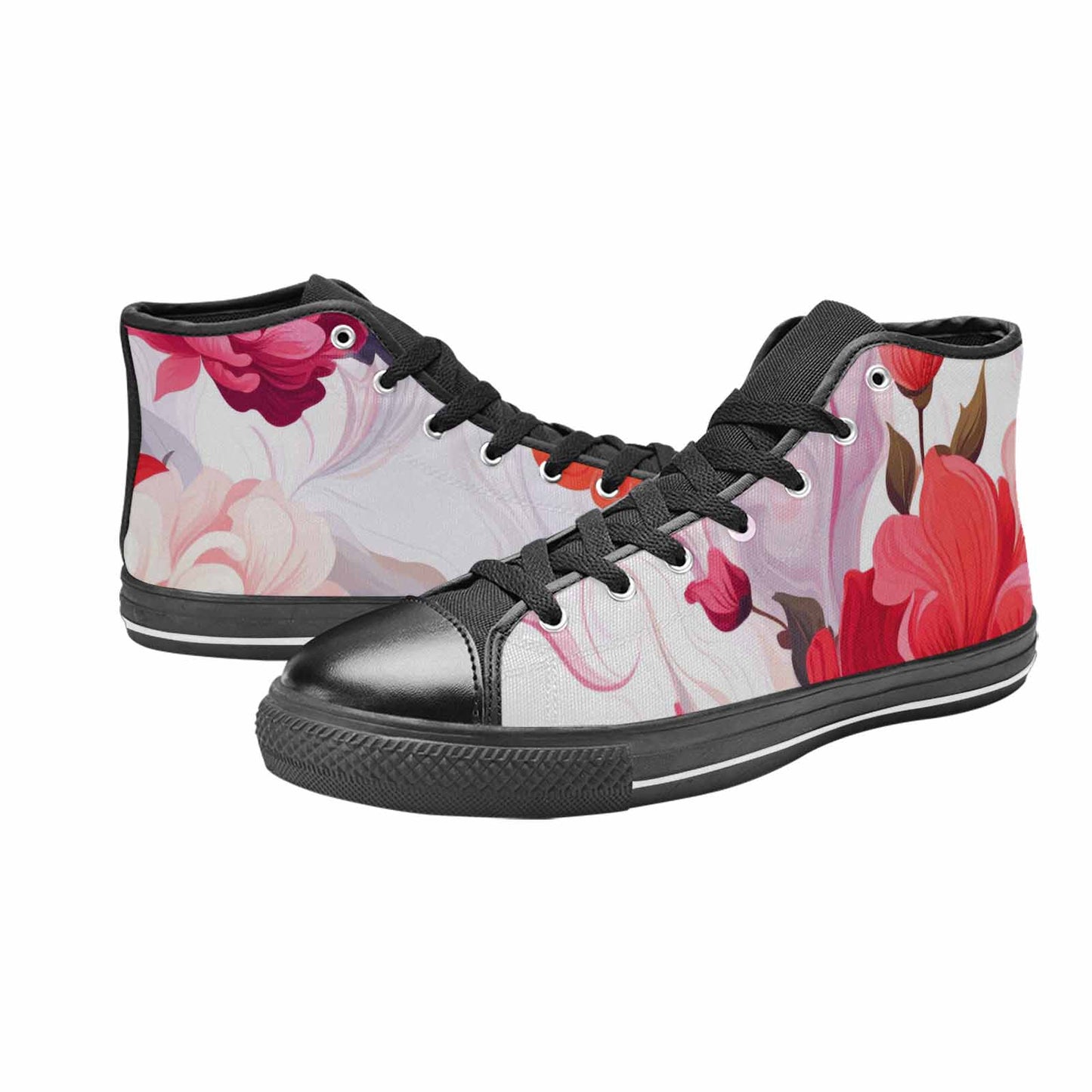 WOMEN'S Marble Floral High Top Canvas Neon Fantasy Shoes