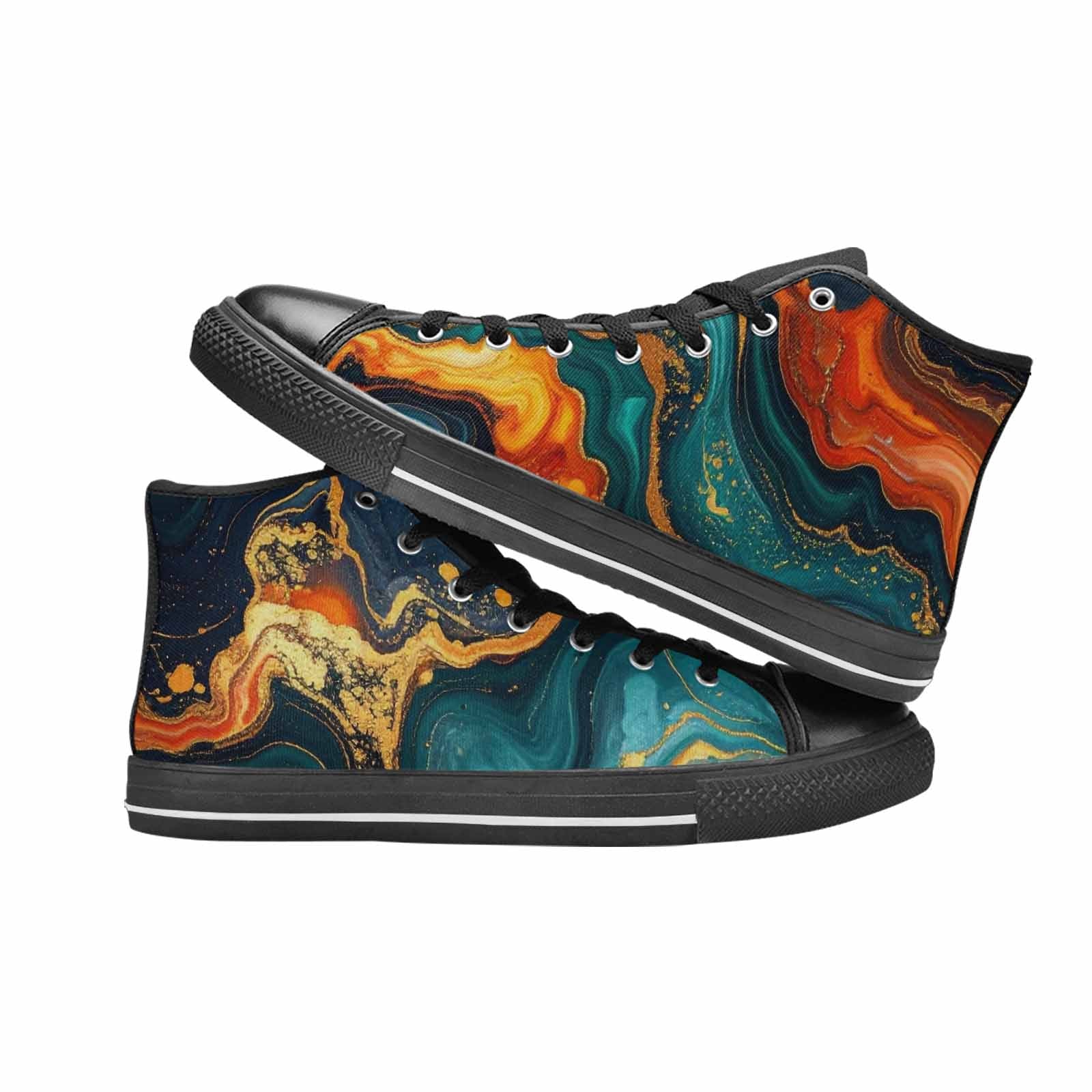 MEN'S Marble Dark High Top Canvas Vivid Shoes
