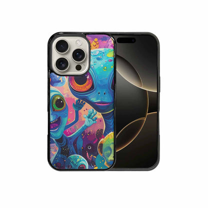 iPhone 16 Pro Case — Cartoon Alien Characters, Custom Art Phone Cover
