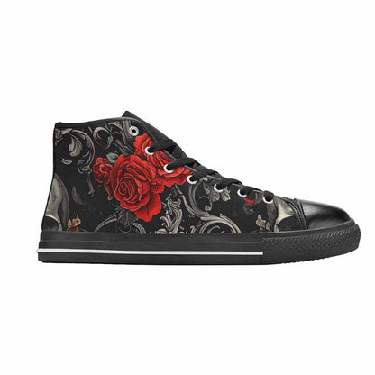 MEN'S Skulls Roses Fine Line High Top Canvas Dark Academia Shoes