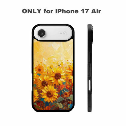 iPhone 17 Air Case — Impressionist Sunflower Brushstroke Pattern Hundreds Floral, Custom Designed Case Cover