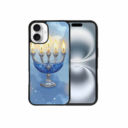 iPhone 16 Plus Case — Hanukkah Menorah Pattern Seamless Repeat Jewish, Original Design Phone Case