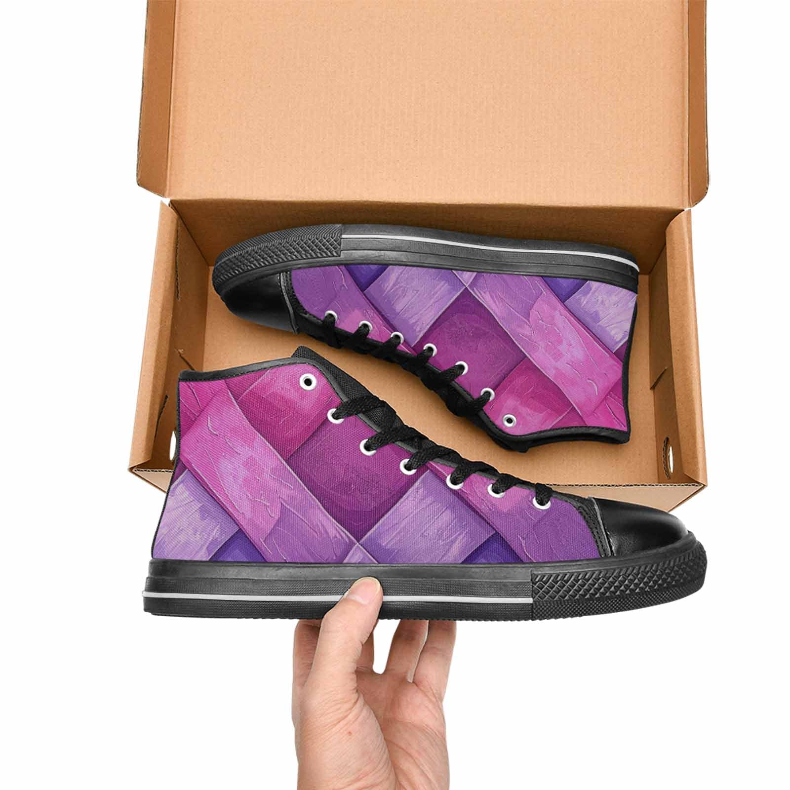 MEN'S Bisexual Flag Color High Top Canvas Vibrant Chaos Shoes