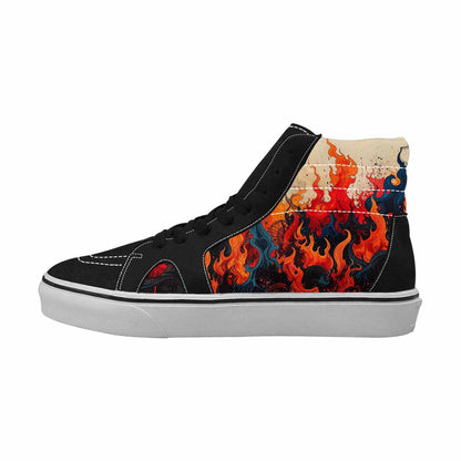 MEN'S Flame Burst High Top Canvas Vibrant Chaos Custom Sneakers