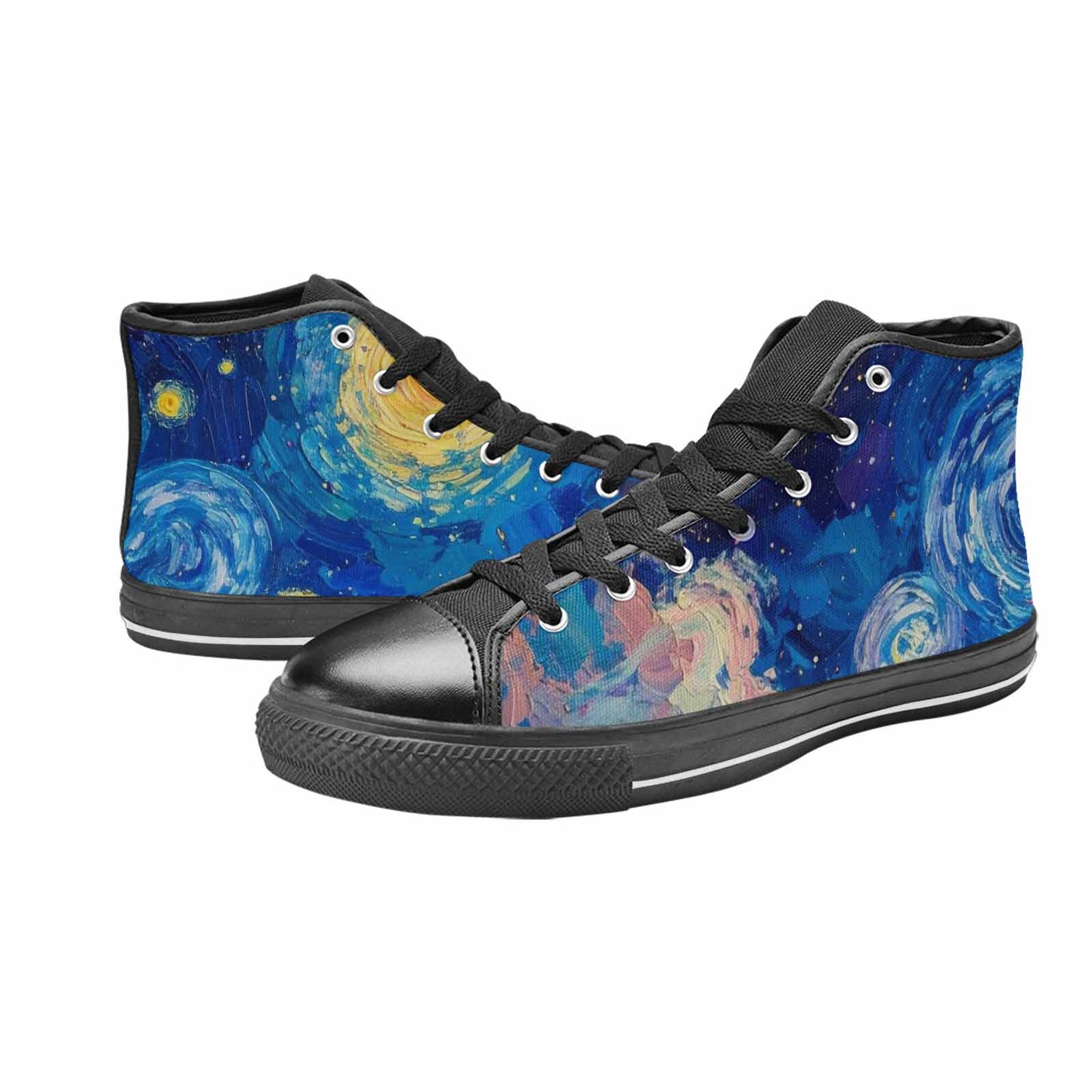MEN'S Starry Night Van Gogh High Top Canvas Neon Fantasy Shoes