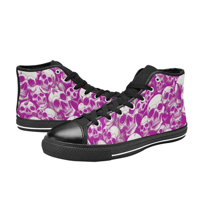 WOMEN'S Skulls Mania Purple High Top Canvas Surreal Custom Shoes