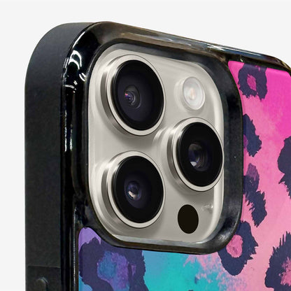 iPhone 16 Pro Case — Leopard Neon Pink Teal Airbrush, Custom Phone Case