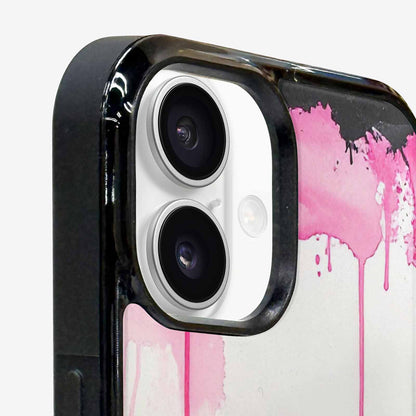 iPhone 16 Plus Case — Sunflower Burst Black Pink Ink Sunflowers, Custom Art Phone Cover