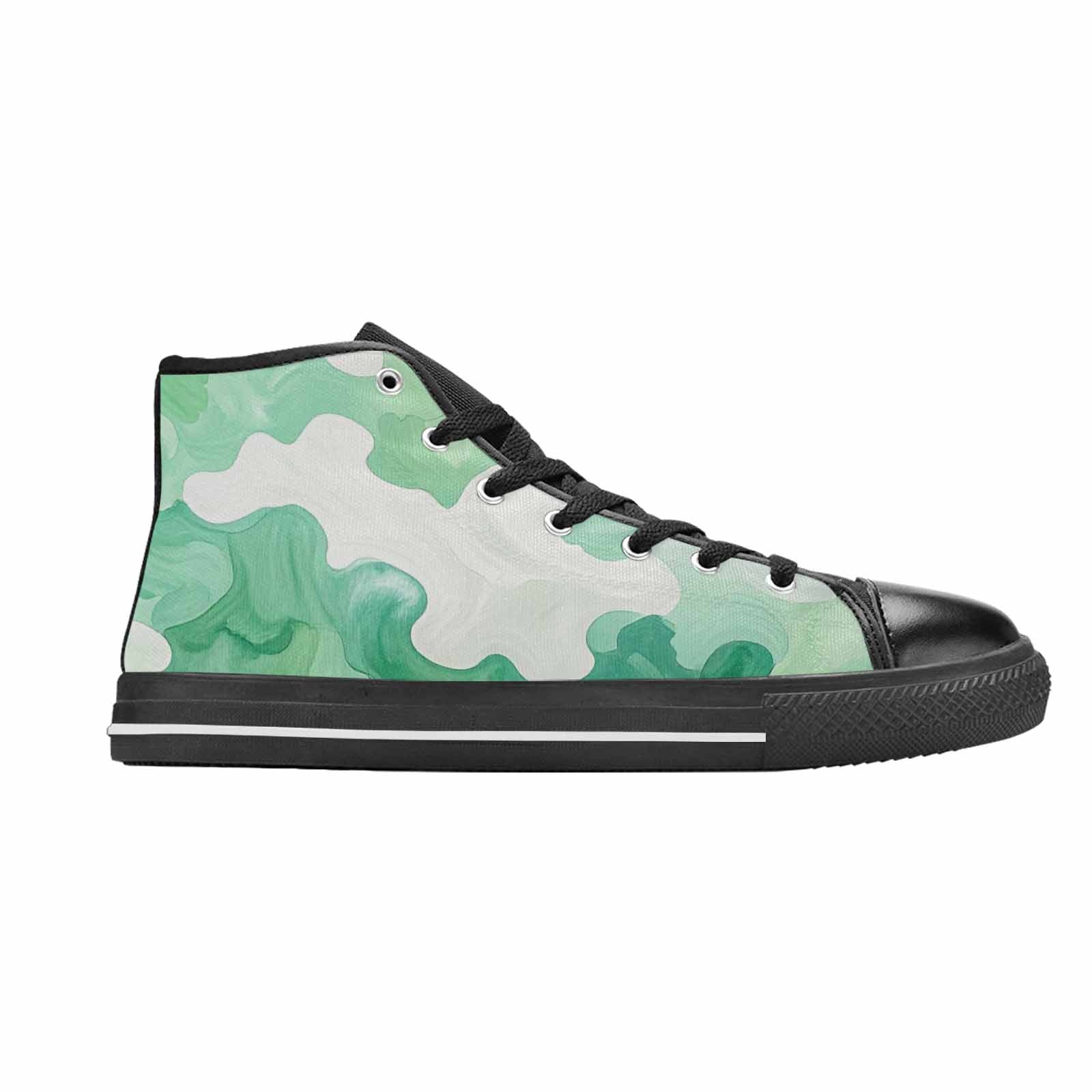 MEN'S Camo Mint Green White High Top Canvas Vibrant Chaos Custom Shoes