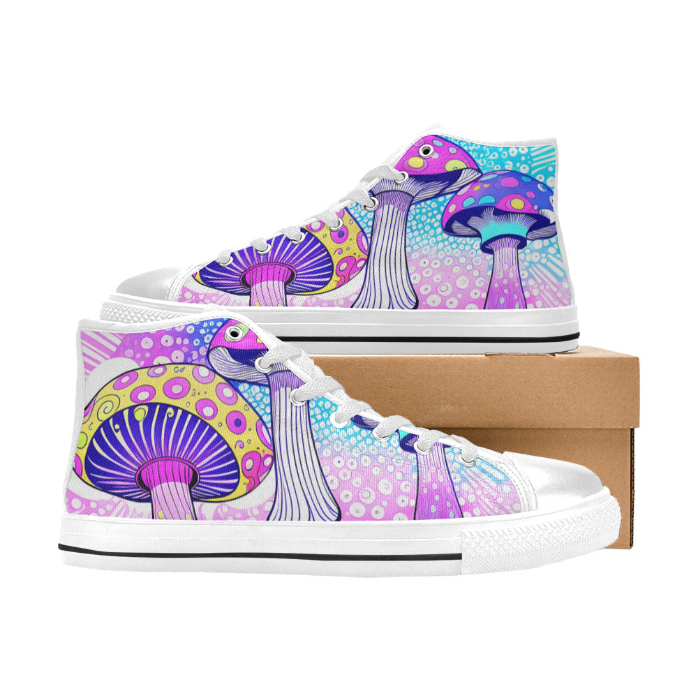 WOMEN'S Magic Mushrooms Art 2 High Top Canvas Dark Academia Custom Shoes