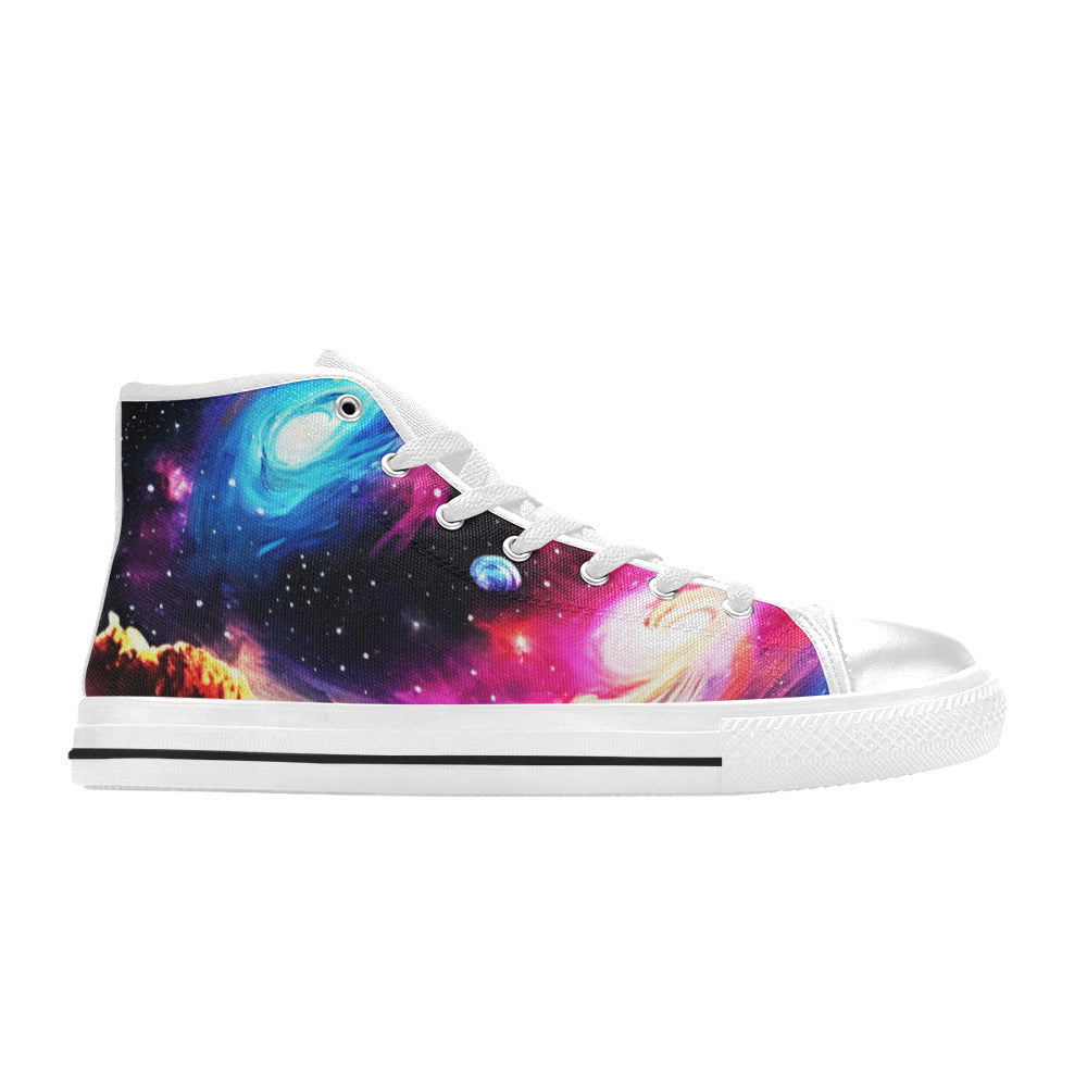 WOMEN'S Acrylic Galaxy Art High Top Canvas Vivid Custom Sneakers
