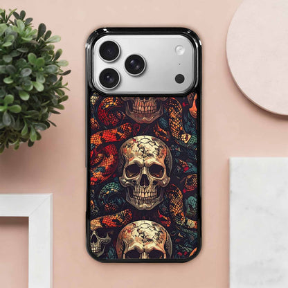 iPhone 17 Pro Max Case — Snake Skulls Print Gothic Skulls, Custom Made Phone Cover