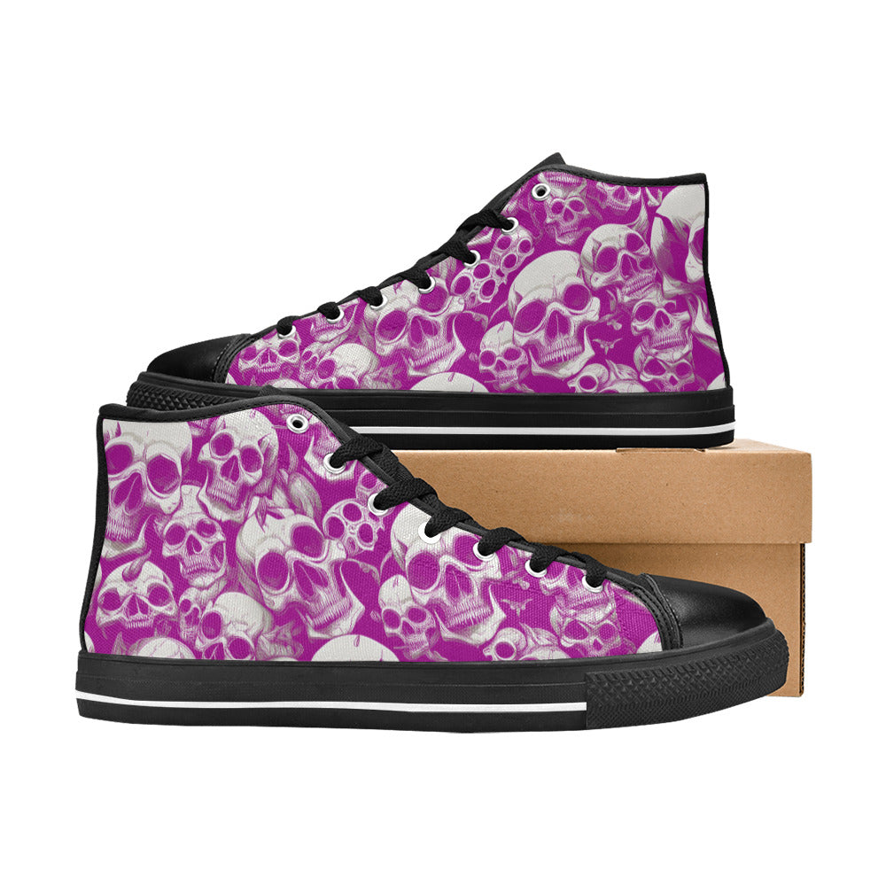 MEN'S Skulls Mania Purple Men’S High Top Canvas Wallpaper Art Sneakers