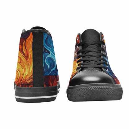 MEN'S Fire Flame High Top Canvas Wallpaper Art Custom Shoes
