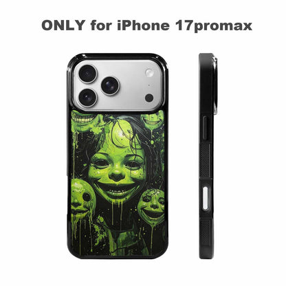 iPhone 17 Pro Max Case — Black &amp; Green Ink Original Art, Custom Printed Phone Case