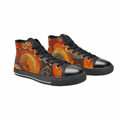 MEN'S Groovy 70S Peace High Top Canvas Neon Fantasy Shoes