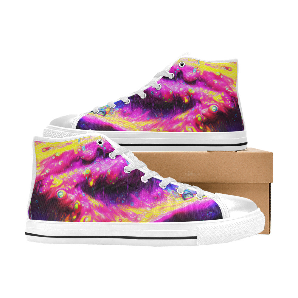 WOMEN'S Cc Acid Bath Drip High Top Canvas Vibrant Chaos Custom Sneakers
