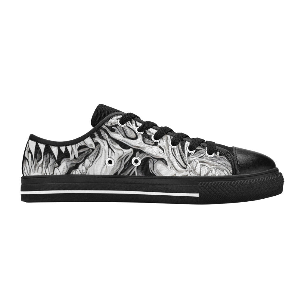 WOMEN'S Cc Demons Grey Canvas Aesthetic Custom Sneakers