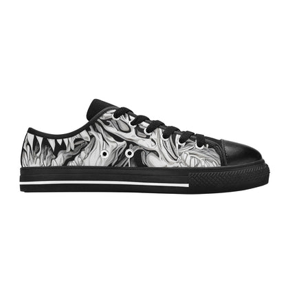 WOMEN'S Cc Demons Grey Canvas Aesthetic Custom Sneakers