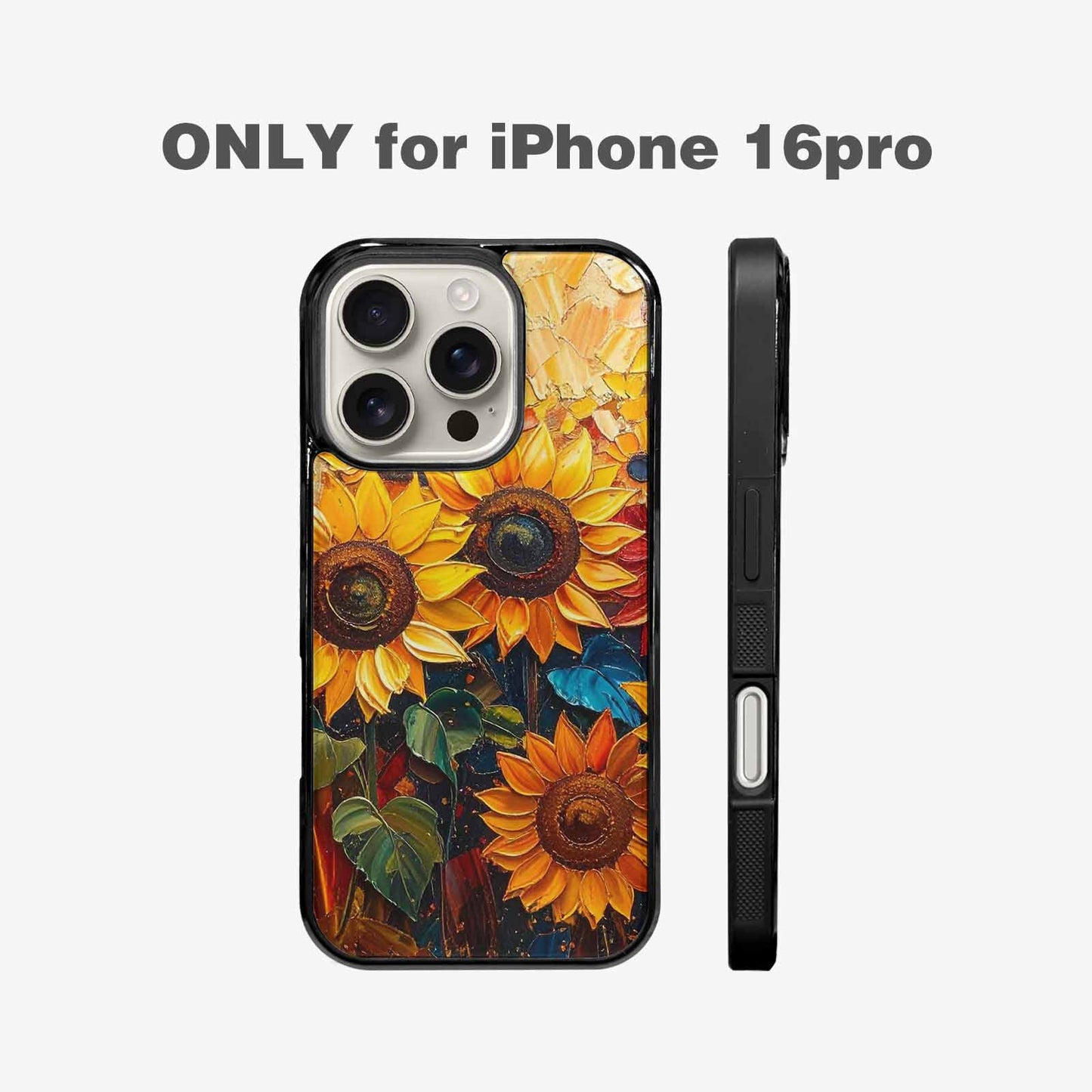 iPhone 16 Pro Case — Impressionist Sunflower Brushstroke Pattern Hundreds Of, Custom Printed Phone Case