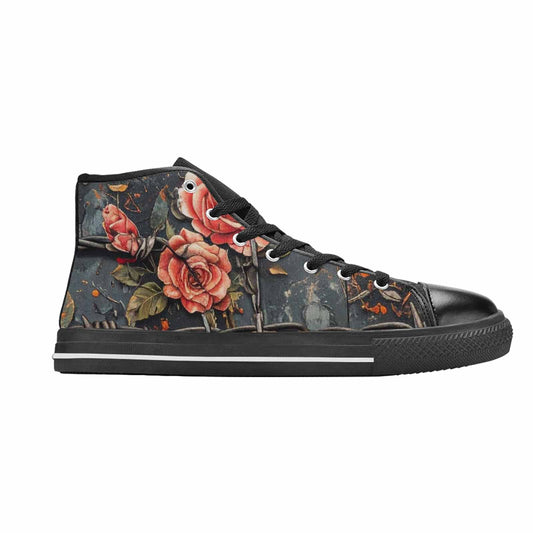 MEN'S Barbed Wire Chain High Top Canvas Wallpaper Art Shoes