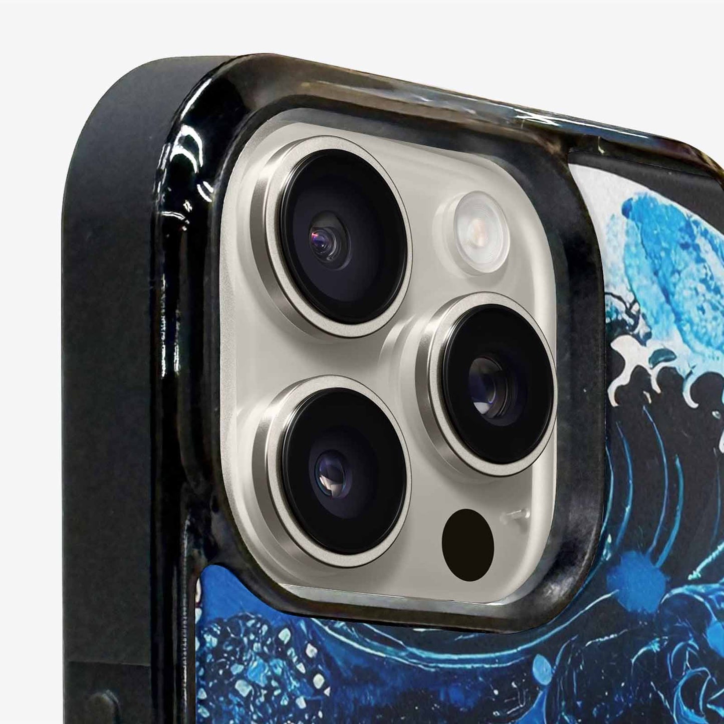 iPhone 16 Pro Max Case — Nautical Wave Black Blue Ink Wave, Unique Phone Case Design