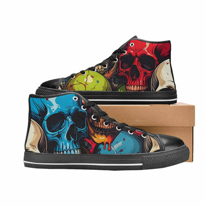 MEN'S Dripping Skulls Collage High Top Canvas Surreal Sneakers