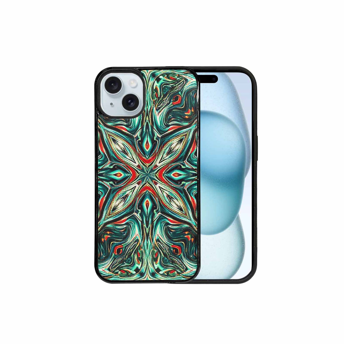 iPhone 15 Plus Case — Holographic Tribal Blaze, Unique Phone Case Design