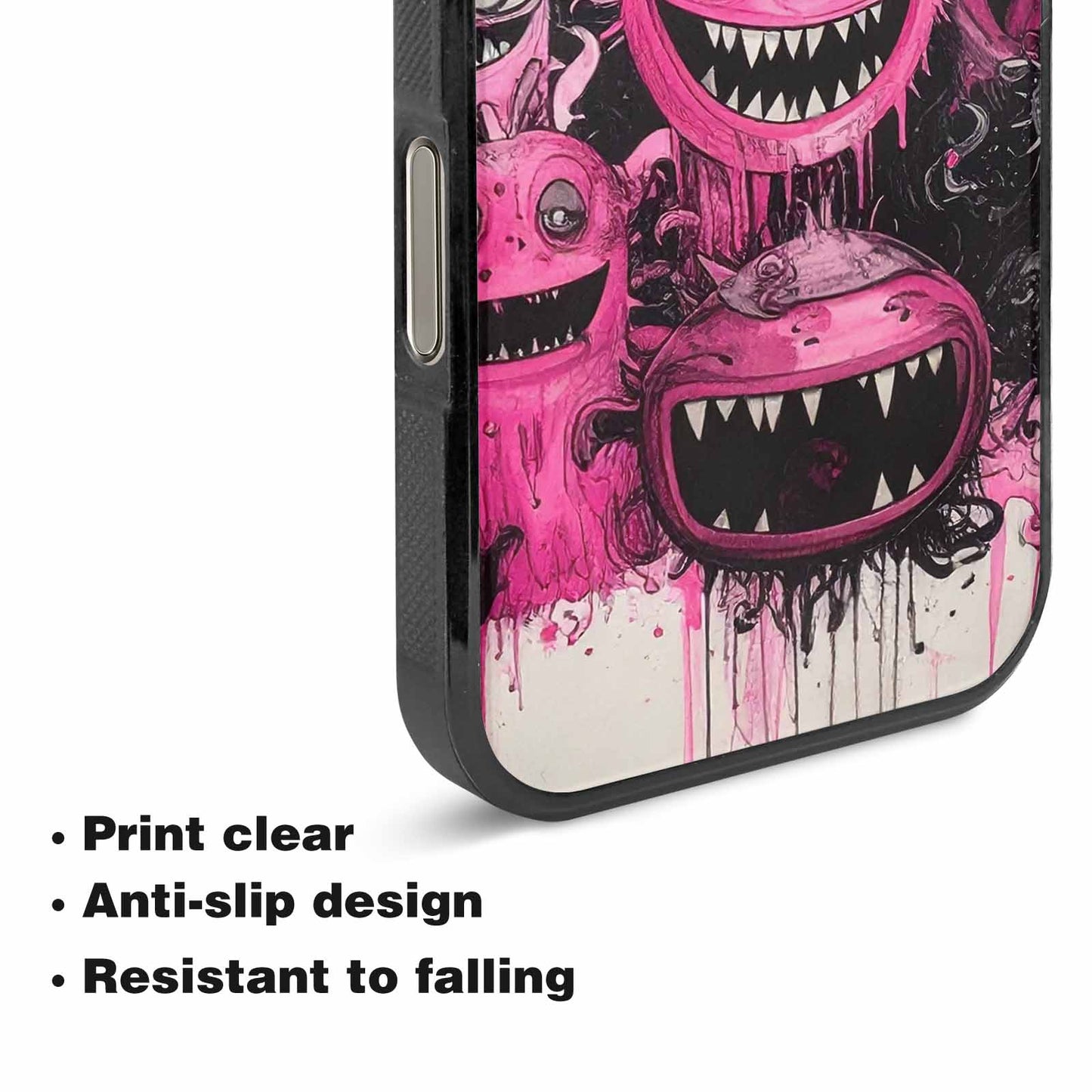 iPhone 16 Pro Case — Monsters General Black Pink Ink Cartoon, Personalized Phone Case