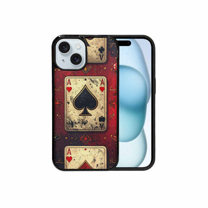 iPhone 15 Case — Playing Card Suits Pattern Poker Chips, Custom Printed Phone Case