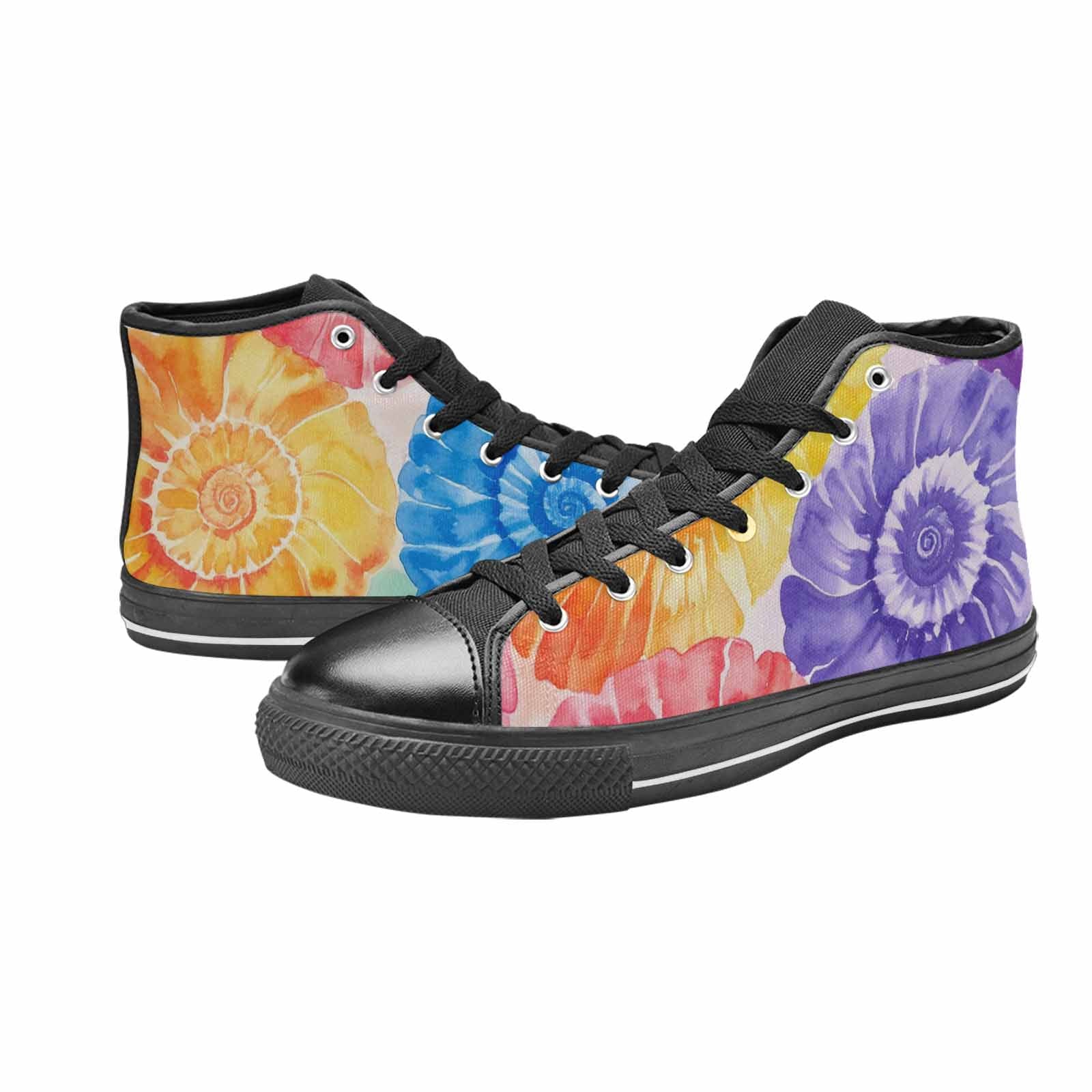 MEN'S Tie Dye Swirl High Top Canvas Vibrant Chaos Shoes