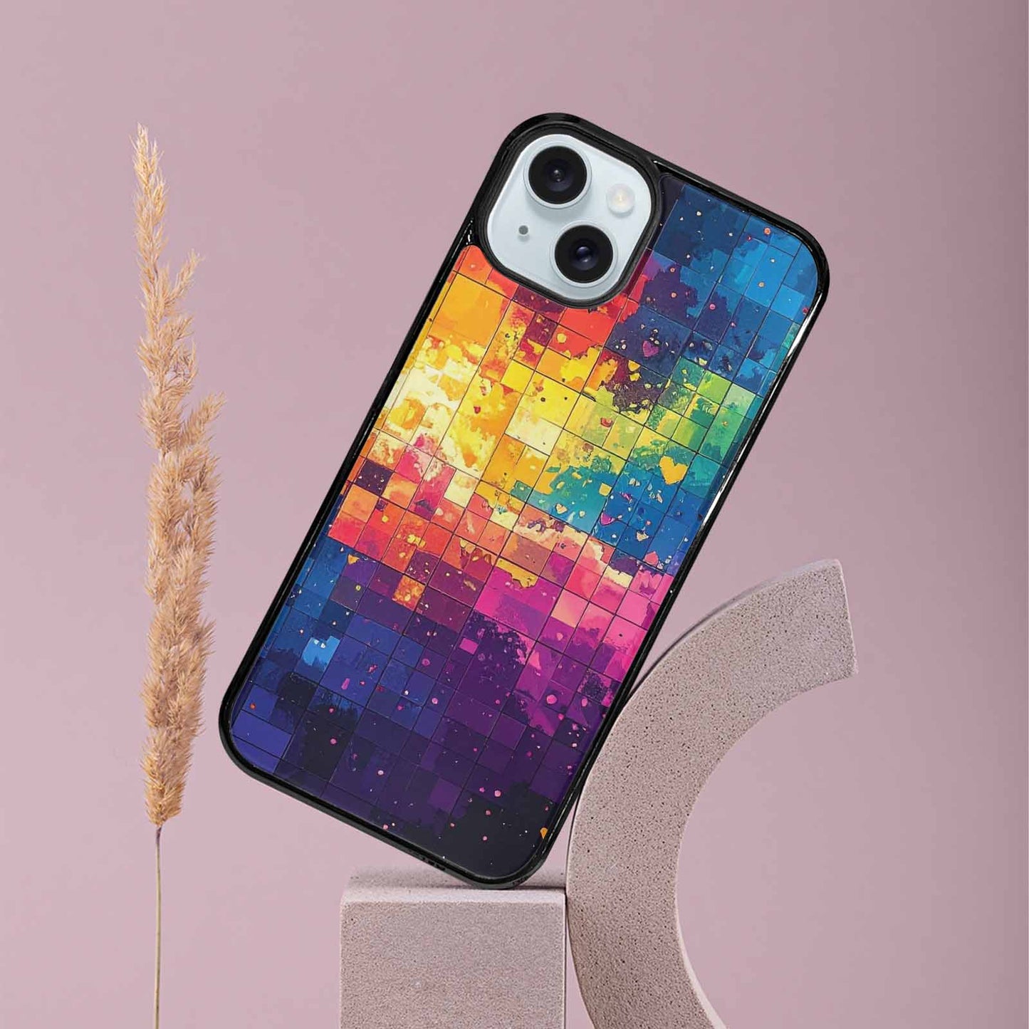iPhone 15 Plus Case — Pixel Art 8 Bit Burst Pattern, Custom Art Phone Cover