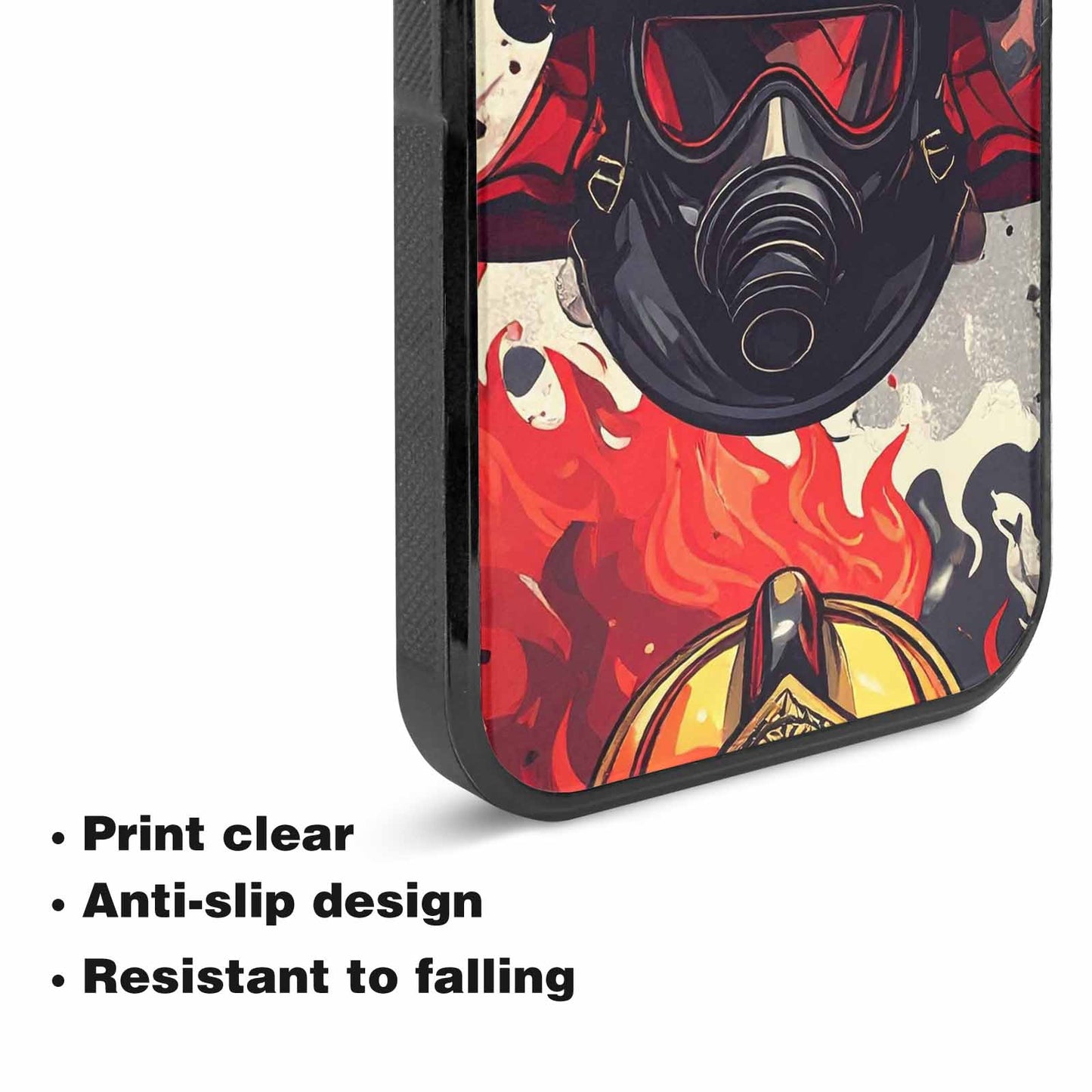 iPhone 15 Plus Case — Firefighter Pattern Flames Axes Helmets Seamless, Custom Phone Case