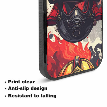 iPhone 15 Plus Case — Firefighter Pattern Flames Axes Helmets Seamless, Custom Phone Case